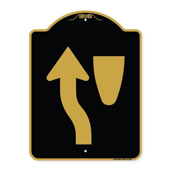 Signmission Designer Series Traffic Keep Left, Black & Gold Aluminum Sign, 18" x 24", BG-1824-22790 A-DES-BG-1824-22790 - main